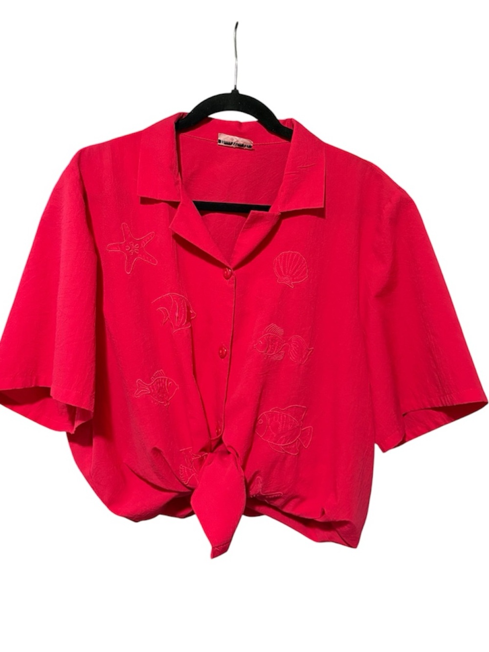 VINTAGE Ocean Inspired Embroidery Buttoned Blouse
